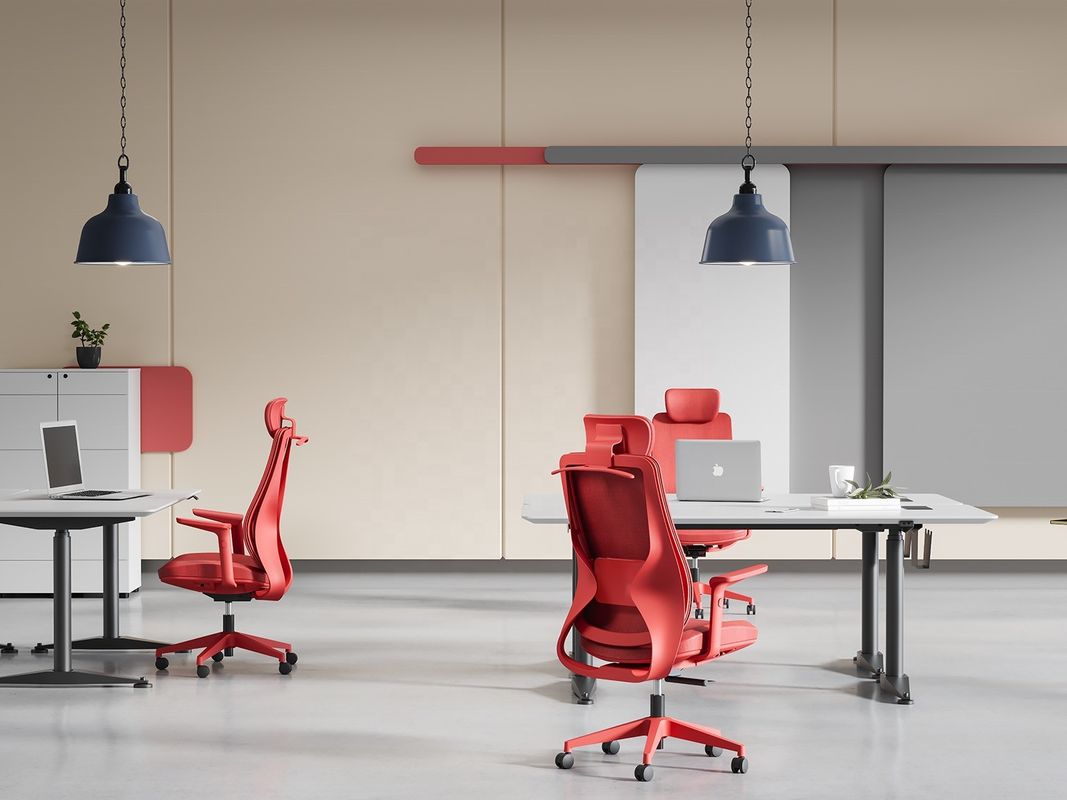 Mejore su espacio de trabajo con la espalda alta silla de oficina ejecutiva de malla roja con soporte lumbar