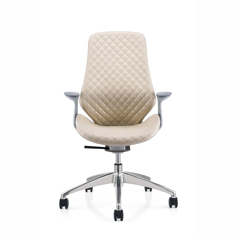 Luxo silla de oficina de marco blanco jefe cómodo reclinado silla giratoria para ejecutivos