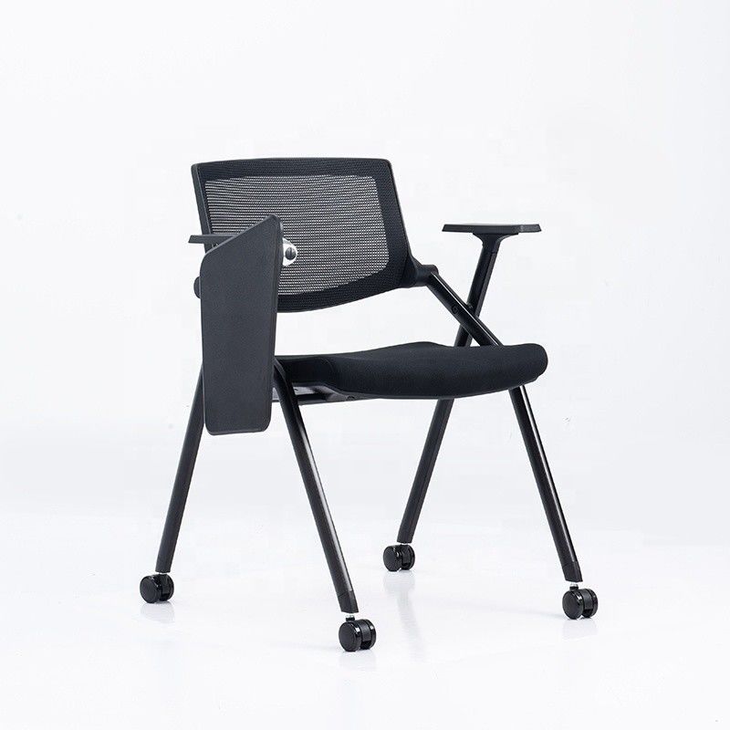 Silla de entrenamiento de malla de oficina plegable de función completa con una almohadilla de escritura para estudiantes