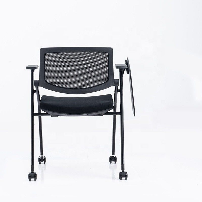 Silla de entrenamiento de malla de oficina plegable de función completa con una almohadilla de escritura para estudiantes