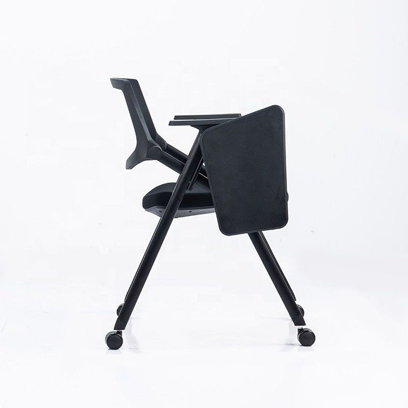 Silla de entrenamiento de malla de oficina plegable de función completa con una almohadilla de escritura para estudiantes