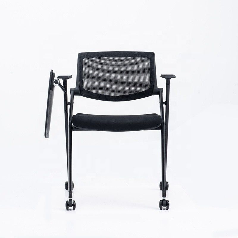 Silla de entrenamiento de malla de oficina plegable de función completa con una almohadilla de escritura para estudiantes