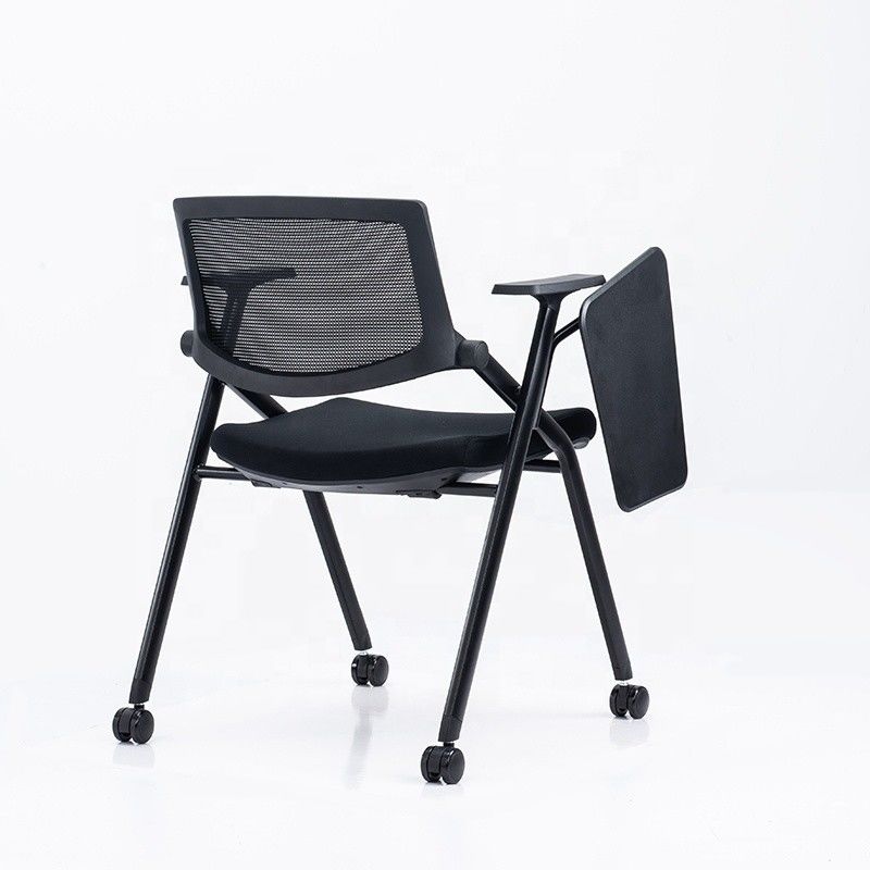 Silla de entrenamiento de malla de oficina plegable de función completa con una almohadilla de escritura para estudiantes