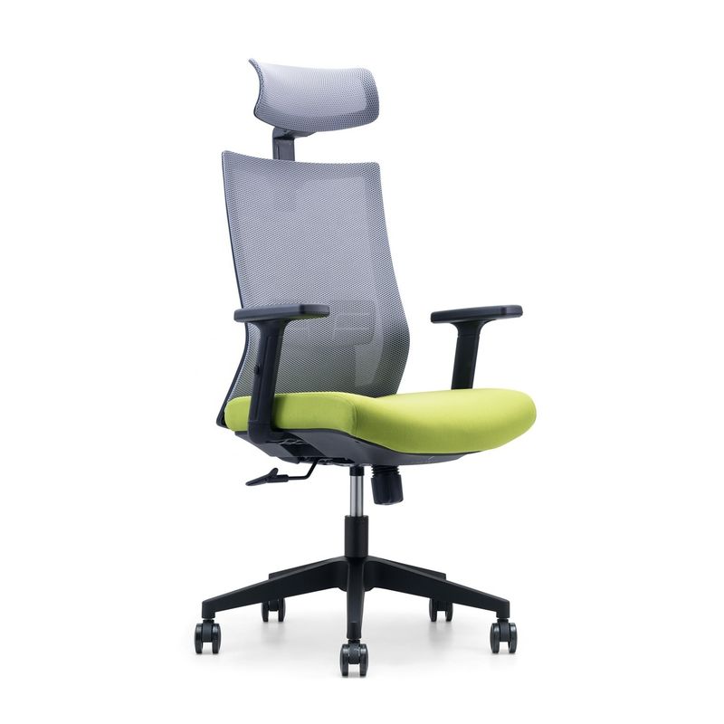 Silla de oficina de malla ajustable con reposabrazos y reposacabezas para diseño ergonómico de espalda alta moderna
