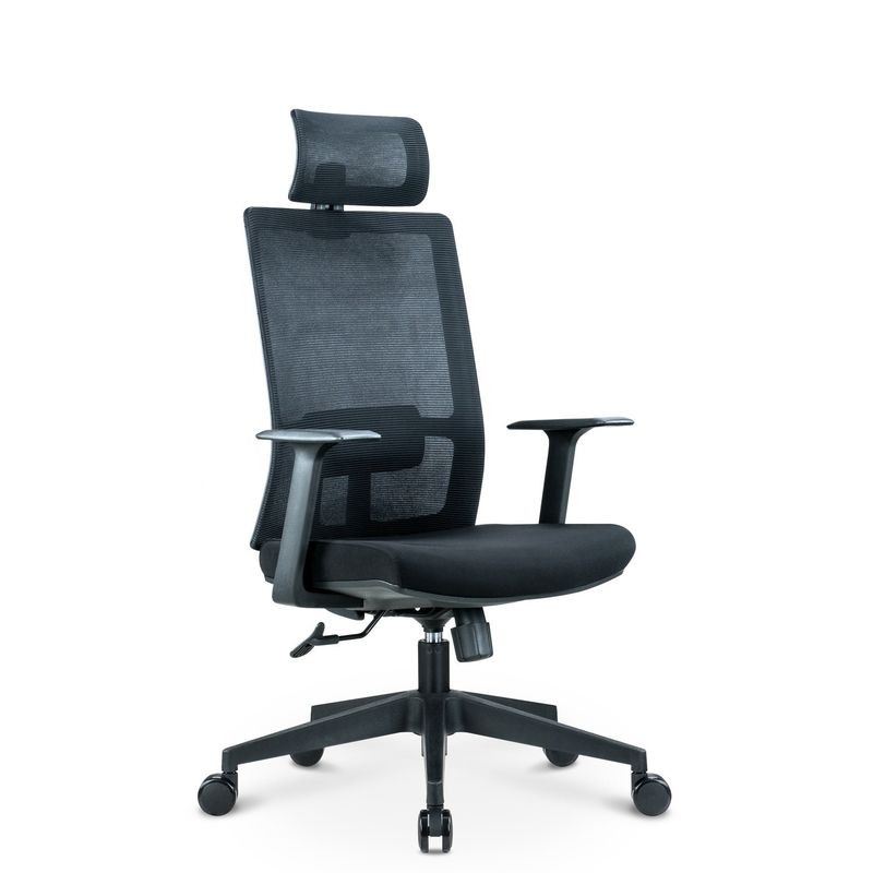 Silla de malla giratoria negra ergonómica de altura ajustable con apoyo para la espalda y la cabeza OEM ODM