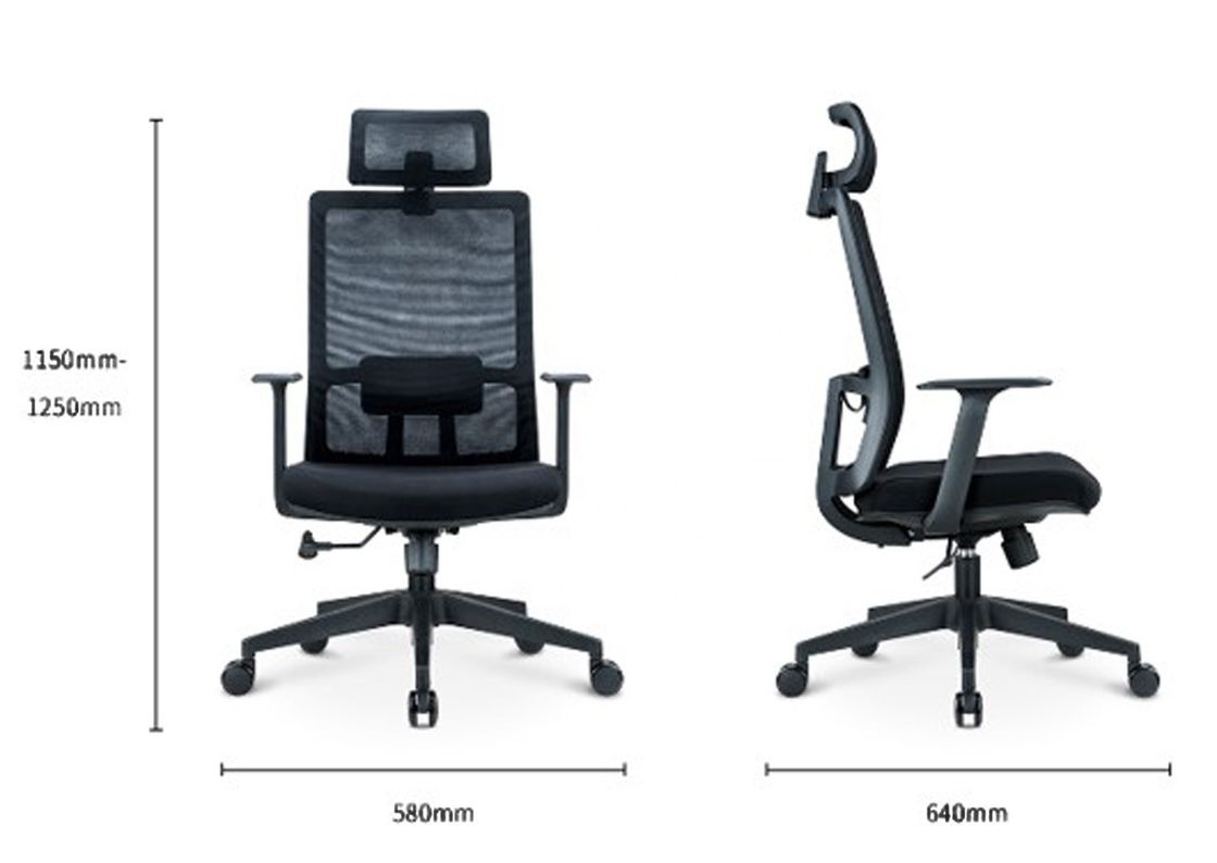 Silla de malla giratoria negra ergonómica de altura ajustable con apoyo para la espalda y la cabeza OEM ODM