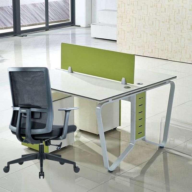 Silla informática de oficina giratoria ergonómica de brazo 2D con soporte lumbar y tejido de malla