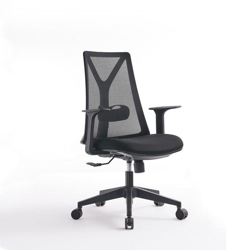 Silla de ordenador de oficina de acero inoxidable tipo metal con soporte lumbar y diseño giratorio