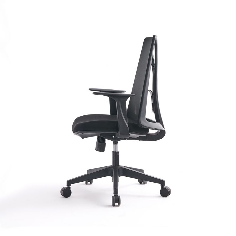 Silla de ordenador de oficina de acero inoxidable tipo metal con soporte lumbar y diseño giratorio