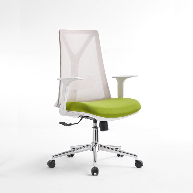 Silla de ordenador de oficina de acero inoxidable tipo metal con soporte lumbar y diseño giratorio