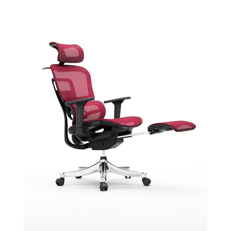Silla ergonómica de malla con reposapiés ajustable y respaldo de espalda en negro