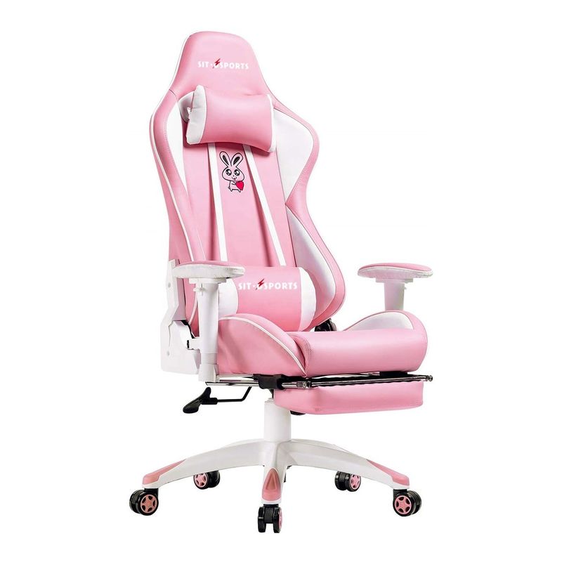 Personaliza el LED rosa RGB Computadora PC silla de juegos de juegos PU de cuero Silla Gamer con reposabrazos 2D