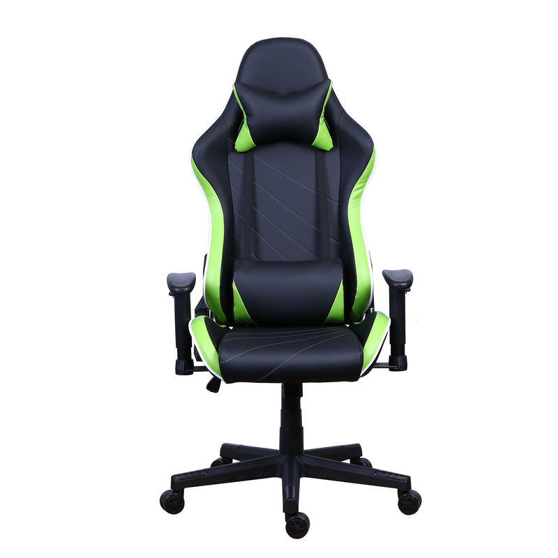 Silla de juegos reclinable de cuero de PU Castors con barra de luz LED Silla de juegos de carreras RGB