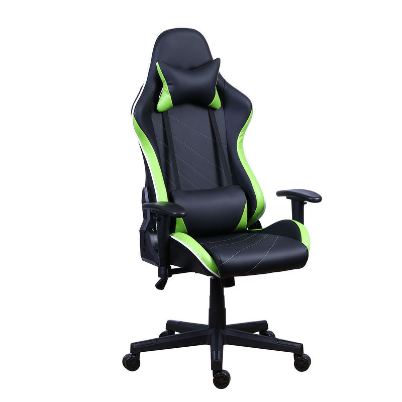 Silla de juegos reclinable de cuero de PU Castors con barra de luz LED Silla de juegos de carreras RGB
