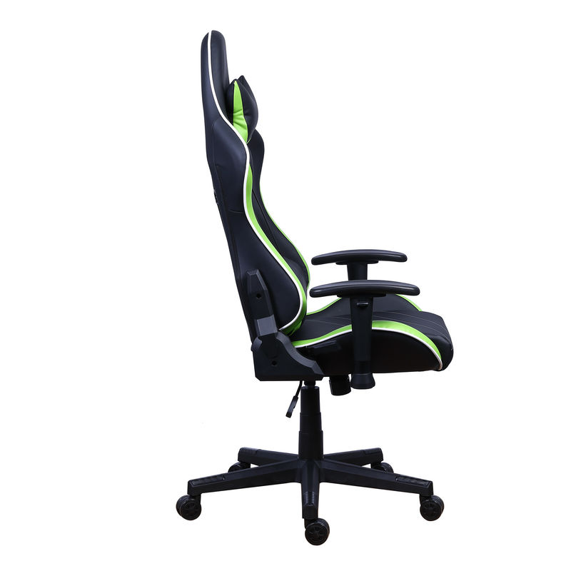 Silla de juegos reclinable de cuero de PU Castors con barra de luz LED Silla de juegos de carreras RGB