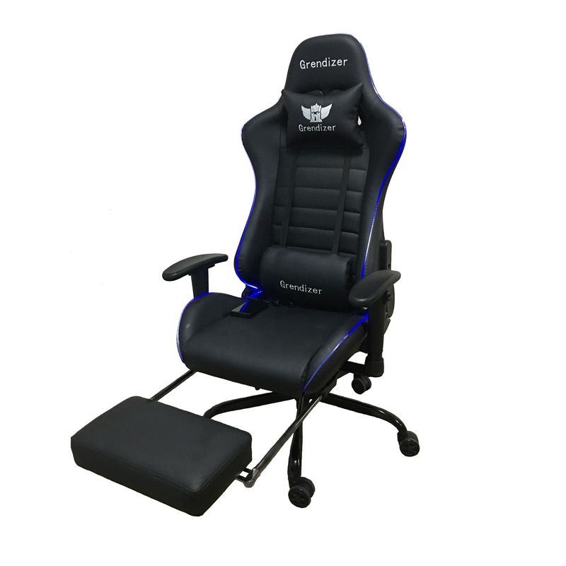 Silla de juego RGB de cuero sintético con función de masaje Luces RGB y alta comodidad