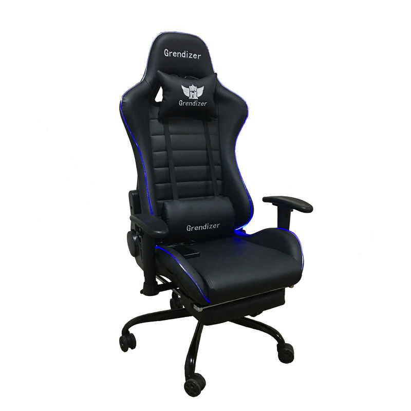 Silla de juego RGB de cuero sintético con función de masaje Luces RGB y alta comodidad