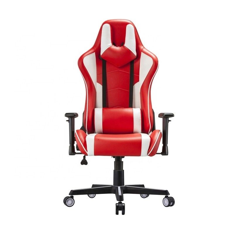 Silla deportiva eléctrica confortable giratoria profesional de cuero blanco PU silla de juego de carreras