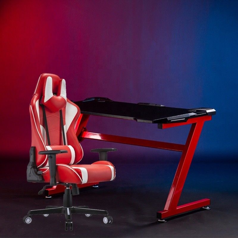 Silla deportiva eléctrica confortable giratoria profesional de cuero blanco PU silla de juego de carreras
