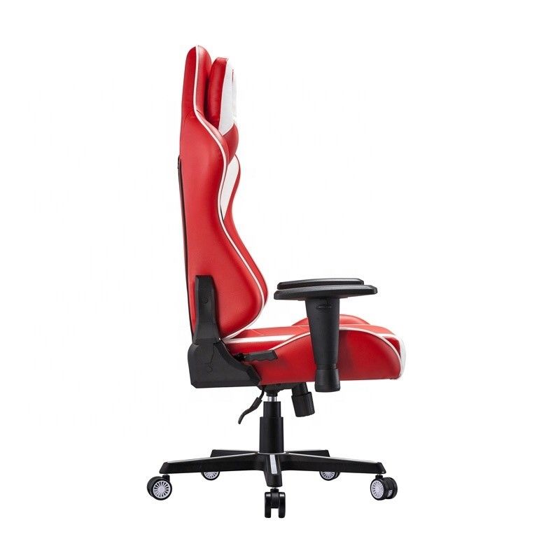 Silla deportiva eléctrica confortable giratoria profesional de cuero blanco PU silla de juego de carreras