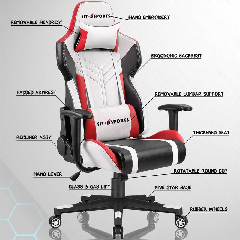 Silla de juegos de carreras de cuero PU blanca cómoda para el rendimiento profesional de los deportes electrónicos