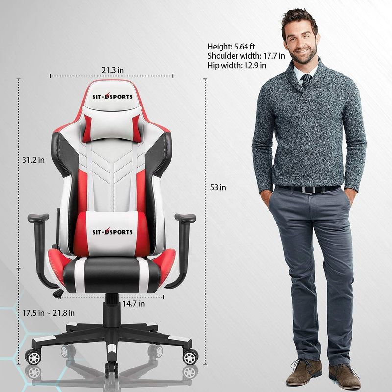 Silla de juegos de carreras de cuero de PU blanco para juegos cómodos en la oficina / hogar / apartamento