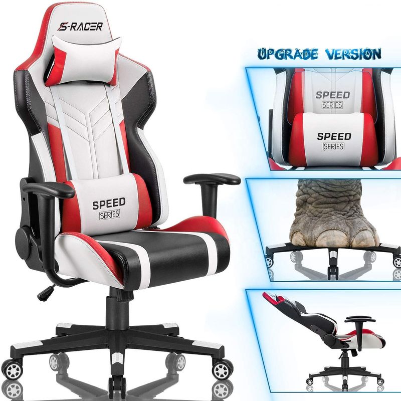 Silla de juego de carreras profesional de cuero PU blanco para una experiencia cómoda de deportes electrónicos
