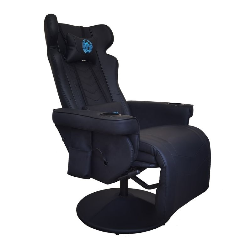 Sofá de juegos de oficina de cuero PU de estilo racing negro con reposapiés 50*80*110cm para sala de juegos