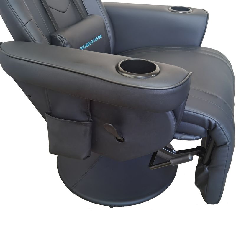Sala de juegos debe tener todo negro silla de juegos de lujo con soporte para tazas y altavoces Bluetooth