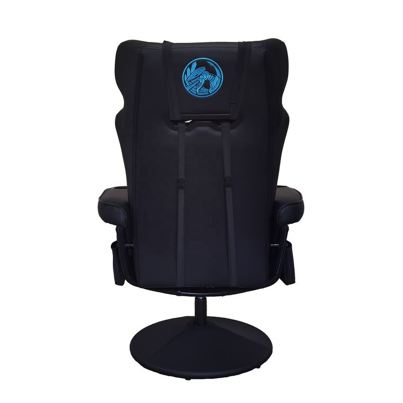 Sofá de juegos de oficina de cuero PU de estilo racing negro con reposapiés 50*80*110cm para sala de juegos