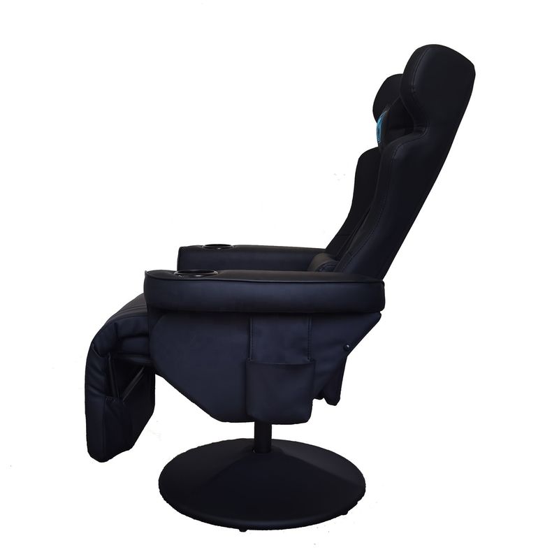 Sofá de juegos de oficina de cuero PU de estilo racing negro con reposapiés 50*80*110cm para sala de juegos