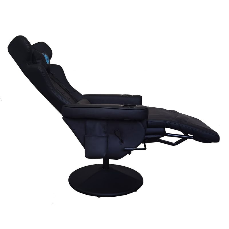Sofá de juegos de oficina de cuero PU de estilo racing negro con reposapiés 50*80*110cm para sala de juegos