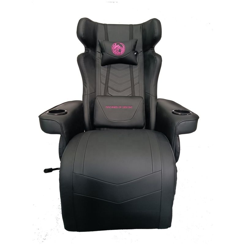 Sala de juegos debe tener todo negro silla de juegos de lujo con soporte para tazas y altavoces Bluetooth