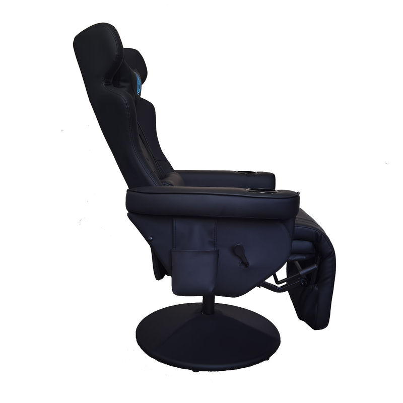 Sala de juegos debe tener todo negro silla de juegos de lujo con soporte para tazas y altavoces Bluetooth