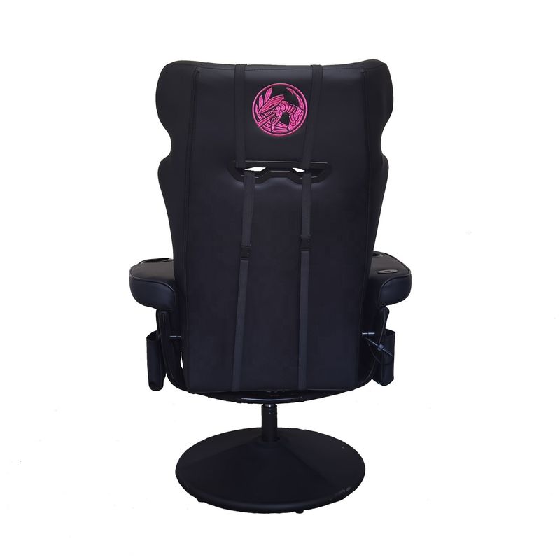 Silla de juegos de oficina con soporte para tazas y altavoces Bluetooth en cuero PU de estilo de carreras