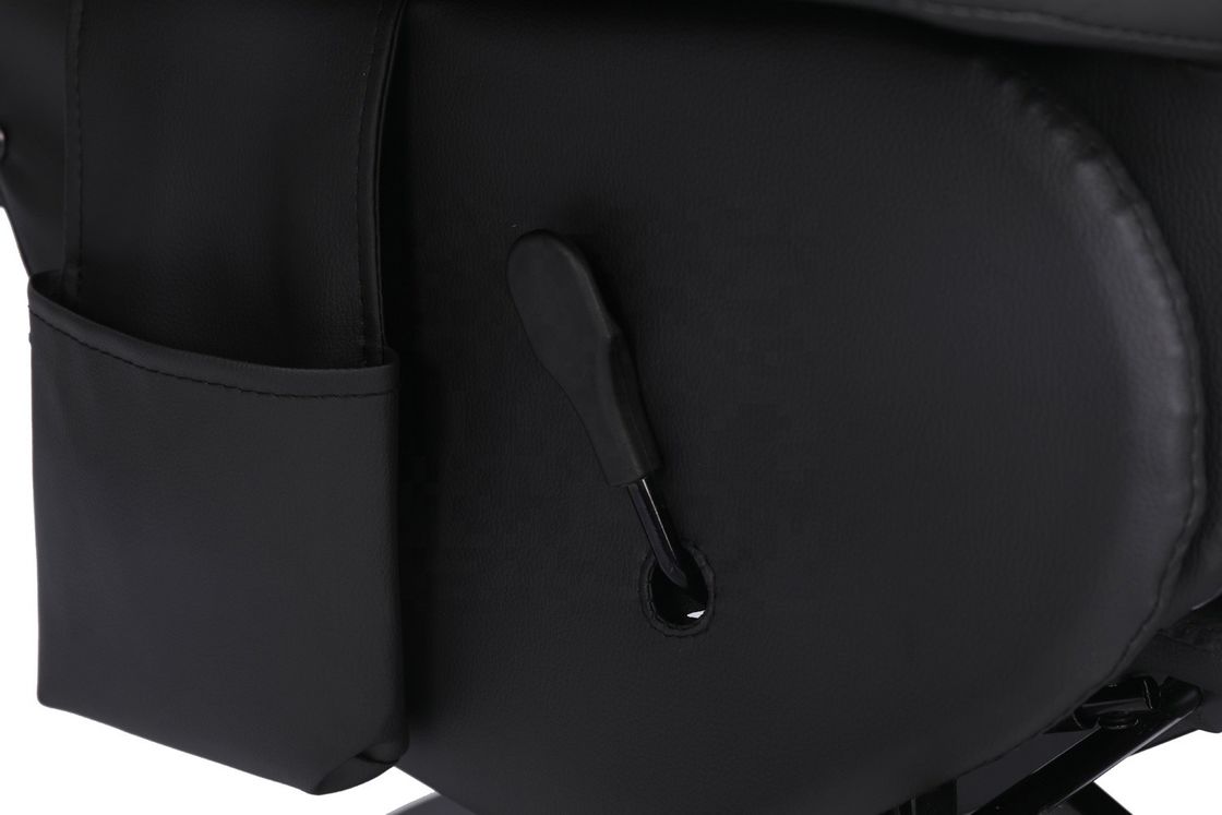 Sofá de juegos de lujo negro / azul de estilo de carreras con soporte de taza iluminación LED y reposapiés