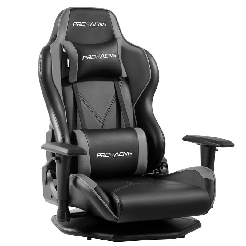HCYZ silla de juegos de computadora de cuero de PVC gris con diseño giratorio asequible y duradero