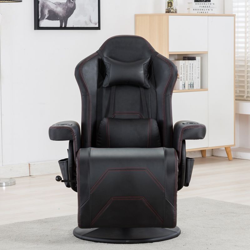silla de juego de estilo de carreras blanca oficina ejecutiva asiento giratorio con soporte para tazas y reposapiés