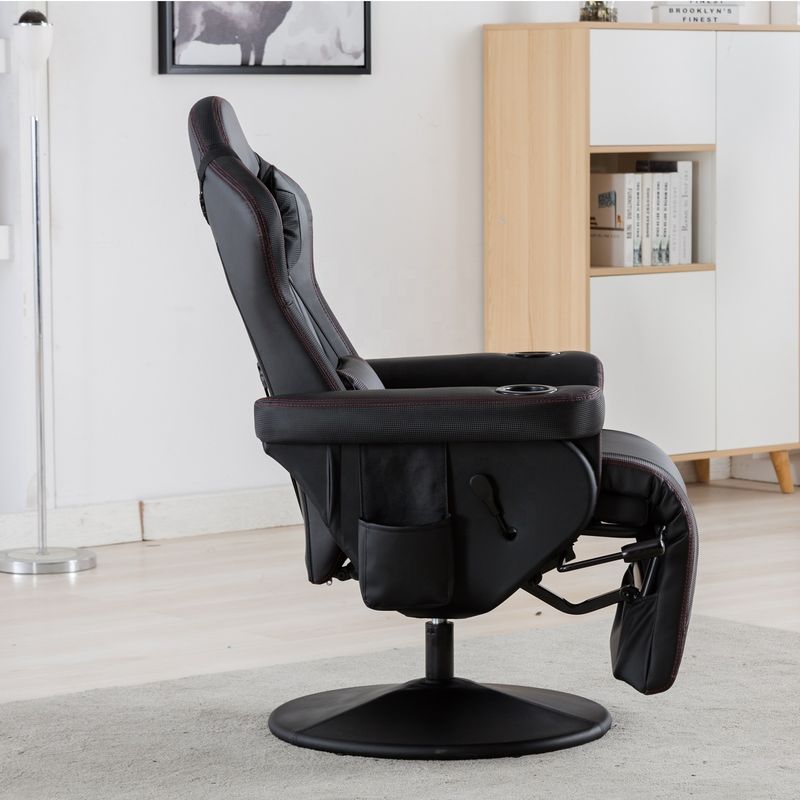 silla de juego de estilo de carreras blanca oficina ejecutiva asiento giratorio con soporte para tazas y reposapiés