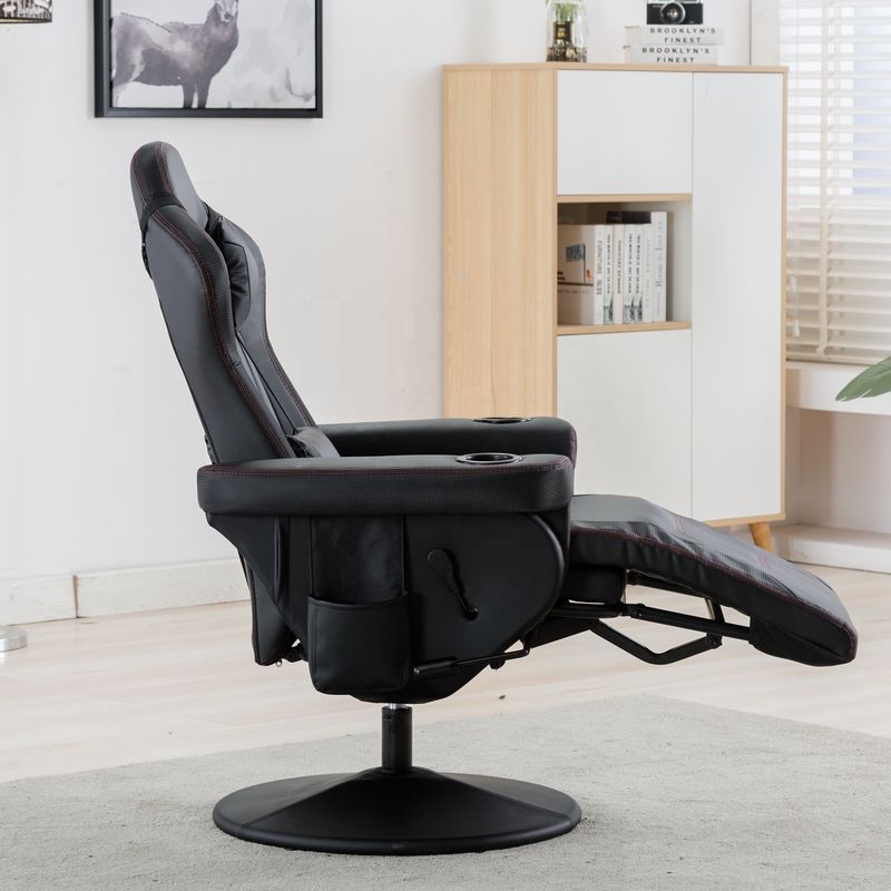 silla de juego de estilo de carreras blanca oficina ejecutiva asiento giratorio con soporte para tazas y reposapiés