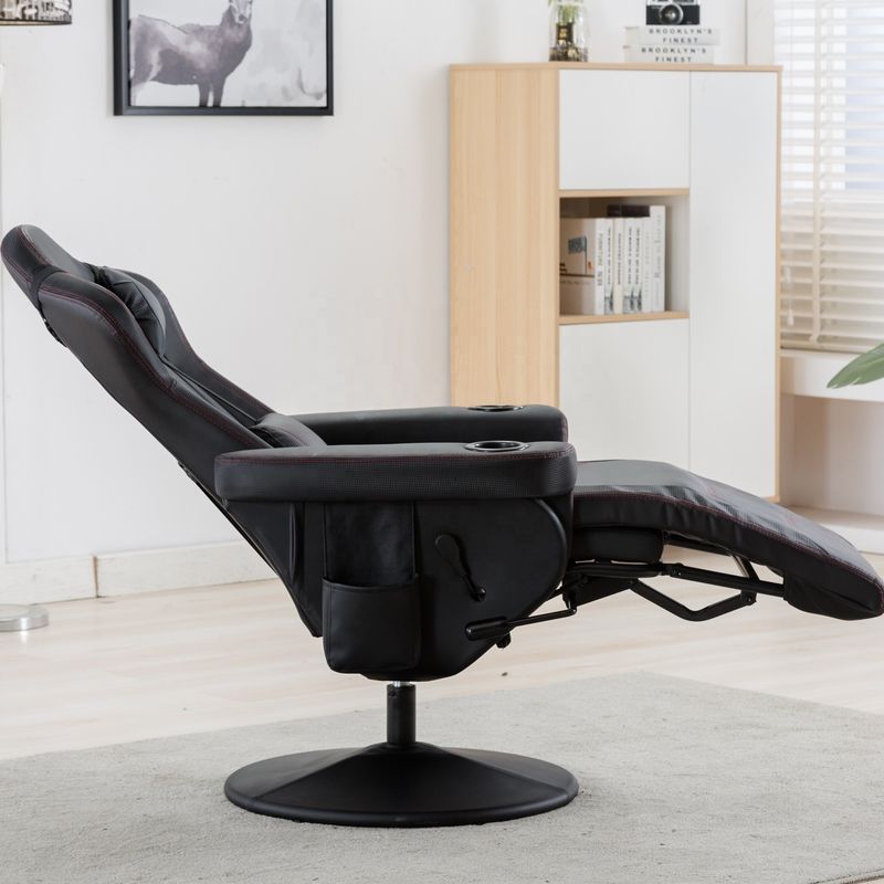 Silla de juegos con soporte de taza rosa estilo de carreras de cuero asiento ergonómico Sofá giratorio para el hogar