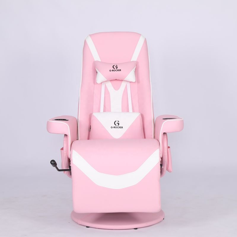 Silla de oficina de lujo con soporte de copa en cuero rosa estilo de carreras