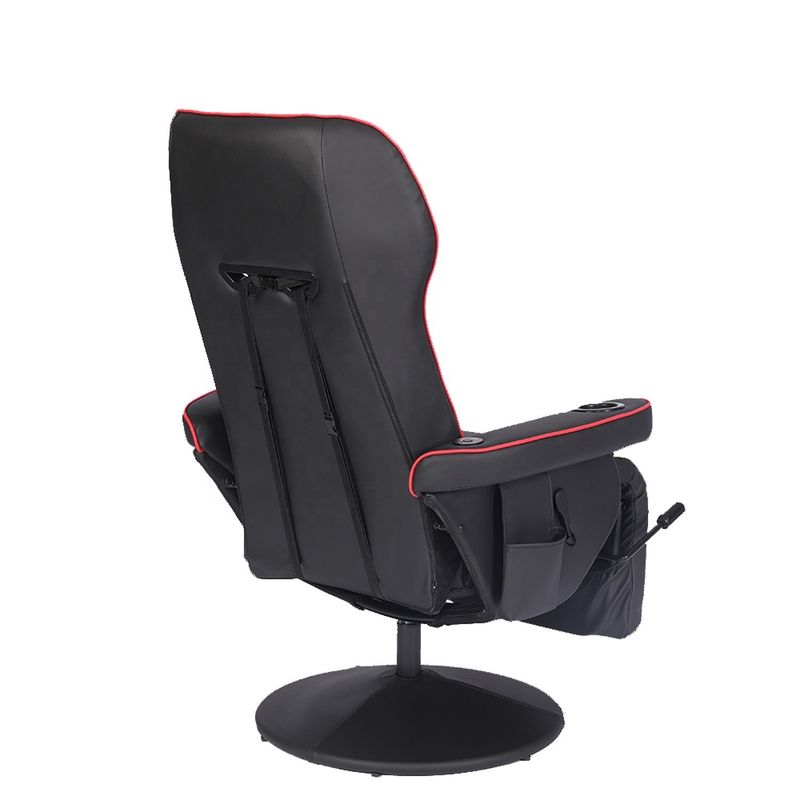 Silla de juegos de oficina / hogar con soporte para tazas y reposapiés en cuero blanco de estilo de carreras