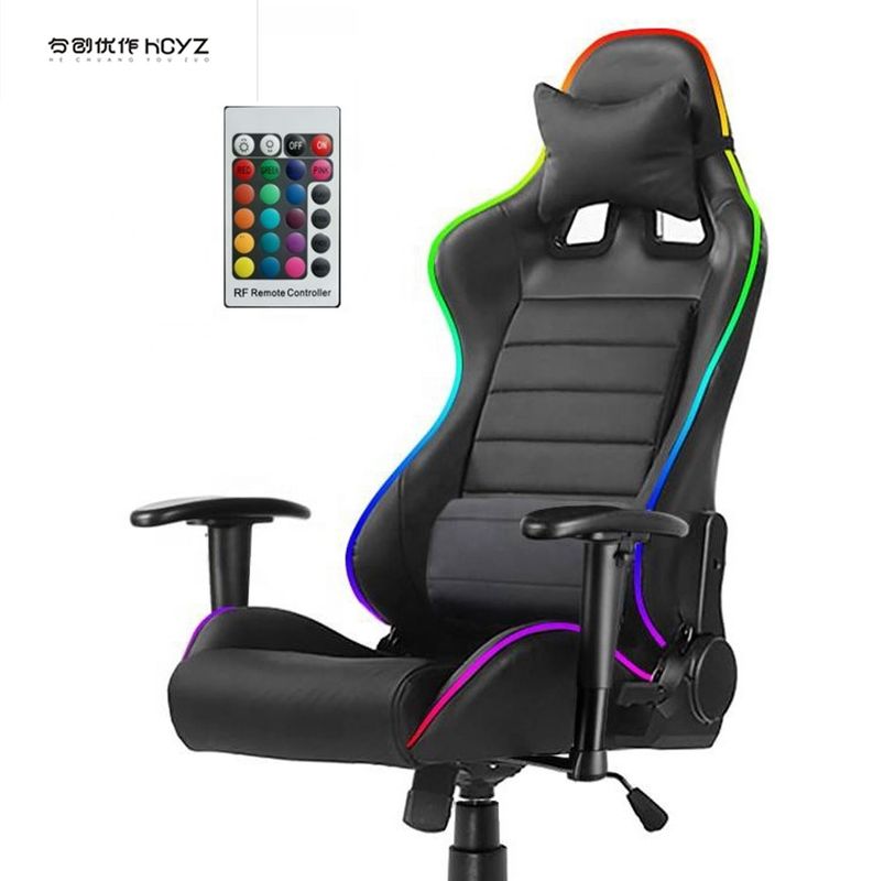 HCYZ RGB LED Light PC Gamer Chair con respaldo ajustable 90-180 y función de masaje