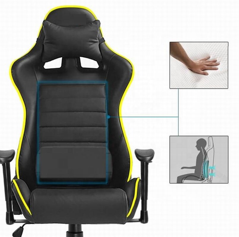 HCYZ RGB LED Light PC Gamer Chair con respaldo ajustable 90-180 y función de masaje