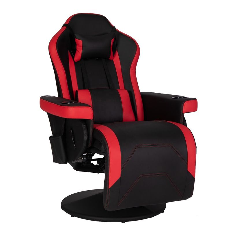 Silla de juegos de lujo con soporte de taza estilo de carreras rojo asiento ergonómico de cuero Sofá de oficina giratorio