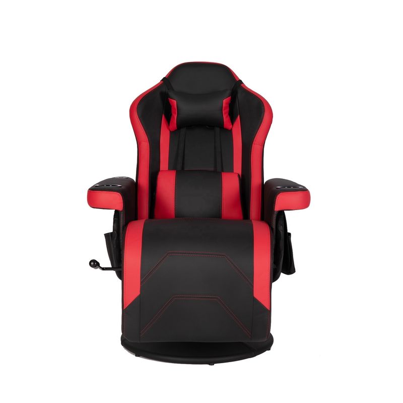 Silla de juegos de lujo con soporte de taza estilo de carreras rojo asiento ergonómico de cuero Sofá de oficina giratorio
